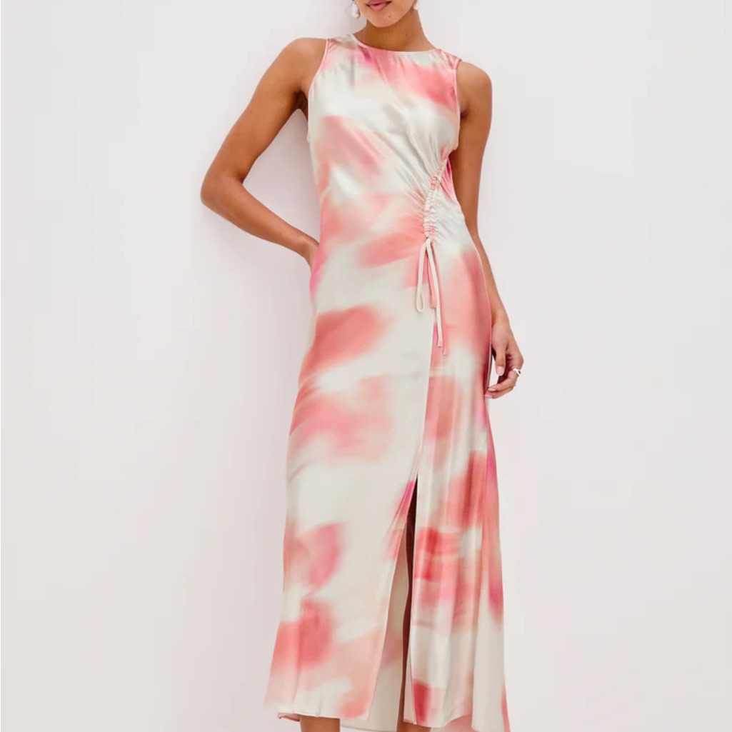 Rails Pink And Cream Midi Dress